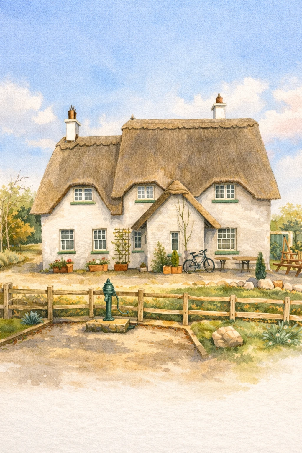 Irish cottage watercolour illustration